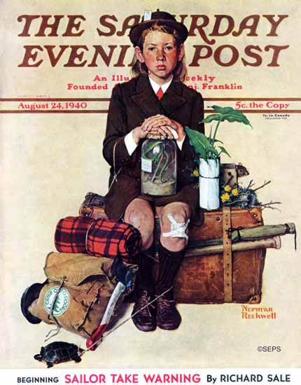 Norman Rockwell Saturday Evening Post Home from Camp 1940_08_24 | The Saturday Evening Post Graphic Art Covers 1931-1969