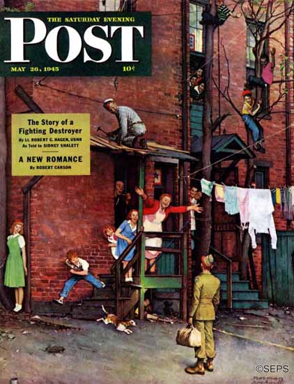 Norman Rockwell Saturday Evening Post Homecoming GI 1945_05_26 | The Saturday Evening Post Graphic Art Covers 1931-1969