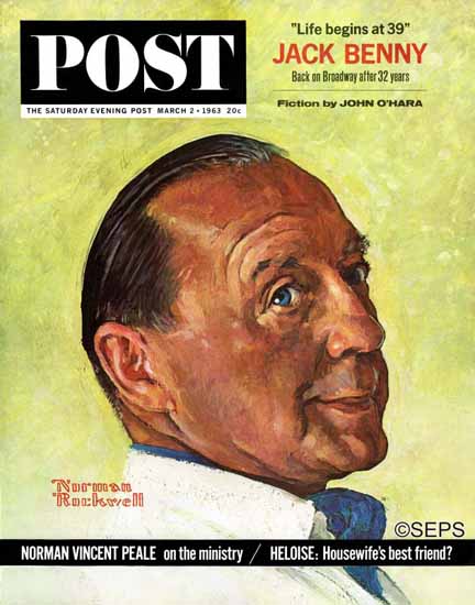 Norman Rockwell Saturday Evening Post Jack Benny 1963_03_02 | 400 Norman Rockwell Magazine Covers 1913-1963