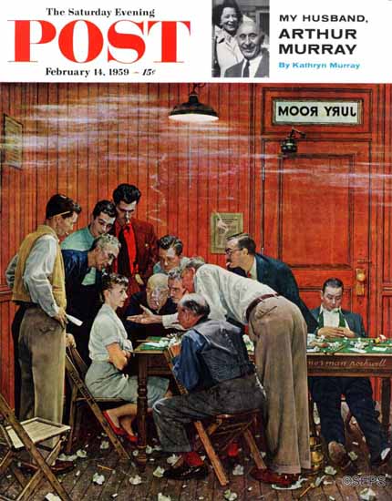 Norman Rockwell Saturday Evening Post Jury or Holdout 1959_02_14 | 400 Norman Rockwell Magazine Covers 1913-1963