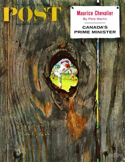 Norman Rockwell Saturday Evening Post Knothole Baseball 1958_08_30 | 400 Norman Rockwell Magazine Covers 1913-1963