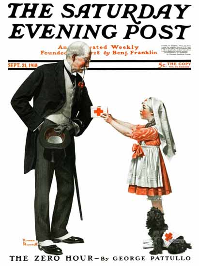 Norman Rockwell Saturday Evening Post Little Nurse 1918_09_21 | The Saturday Evening Post Graphic Art Covers 1892-1930