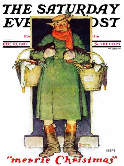 Norman Rockwell Saturday Evening Post Merrie Christmas 1932_12_10 | The Saturday Evening Post Graphic Art Covers 1931-1969