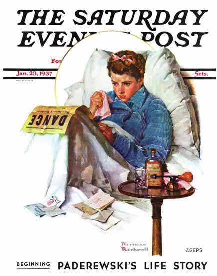 Norman Rockwell Saturday Evening Post Missing the Dance 1937_01_23 | The Saturday Evening Post Graphic Art Covers 1931-1969