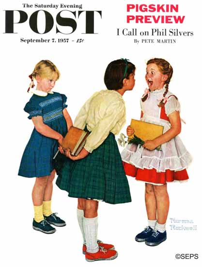 Norman Rockwell Saturday Evening Post Missing tooth 1957_09_07 | 400 Norman Rockwell Magazine Covers 1913-1963