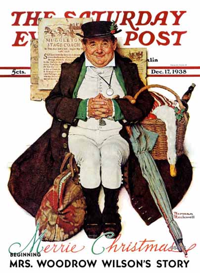 Norman Rockwell Saturday Evening Post Muggleston Coach 1938_12_17 | The Saturday Evening Post Graphic Art Covers 1931-1969