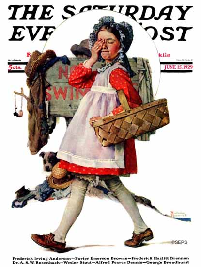 Norman Rockwell Saturday Evening Post NO Swimming 1929_06_15 | The Saturday Evening Post Graphic Art Covers 1892-1930