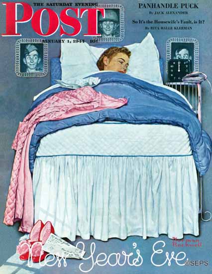 Norman Rockwell Saturday Evening Post New Years Eve 1944_01_01 | The Saturday Evening Post Graphic Art Covers 1931-1969