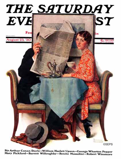 Norman Rockwell Saturday Evening Post Newspaper Wall 1930_08_23 | The Saturday Evening Post Graphic Art Covers 1892-1930