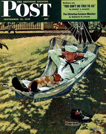 Norman Rockwell Saturday Evening Post On Leave 1945_09_15 | 400 Norman Rockwell Magazine Covers 1913-1963