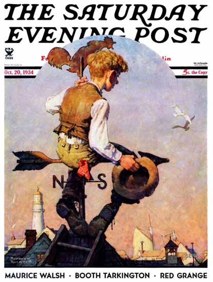 Norman Rockwell Saturday Evening Post On Top of the World 1934_10_20 | 400 Norman Rockwell Magazine Covers 1913-1963