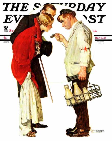 Norman Rockwell Saturday Evening Post Partygoers 1935_03_09 | The Saturday Evening Post Graphic Art Covers 1931-1969