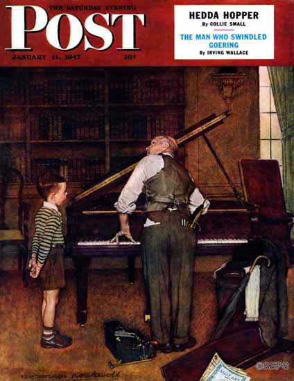 Norman Rockwell Saturday Evening Post Piano Tuner 1947_01_11 | The Saturday Evening Post Graphic Art Covers 1931-1969