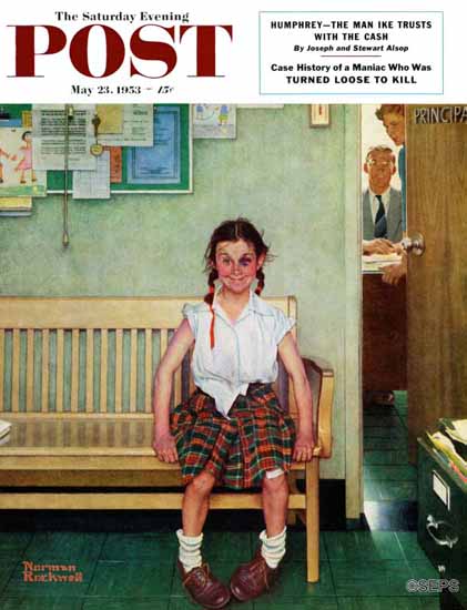 Norman Rockwell Saturday Evening Post Principals Office 1953_05_23 | The Saturday Evening Post Graphic Art Covers 1931-1969