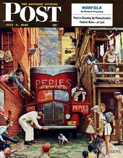 Norman Rockwell Saturday Evening Post Road Block 1949_07_09 | 400 Norman Rockwell Magazine Covers 1913-1963