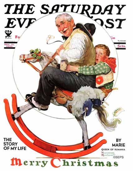 Norman Rockwell Saturday Evening Post Rocking Horse 1933_12_16 | The Saturday Evening Post Graphic Art Covers 1931-1969