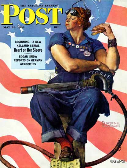 Norman Rockwell Saturday Evening Post Rosie the Riveter 1943_05_29 | 400 Norman Rockwell Magazine Covers 1913-1963