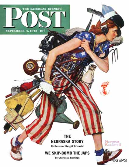 Norman Rockwell Saturday Evening Post Rosie to the Rescue 1943_09_04 | 400 Norman Rockwell Magazine Covers 1913-1963