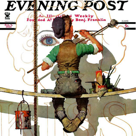 Norman Rockwell Saturday Evening Post Sign 1935_02_09 Copyright crop | Best of Vintage Cover Art 1900-1970