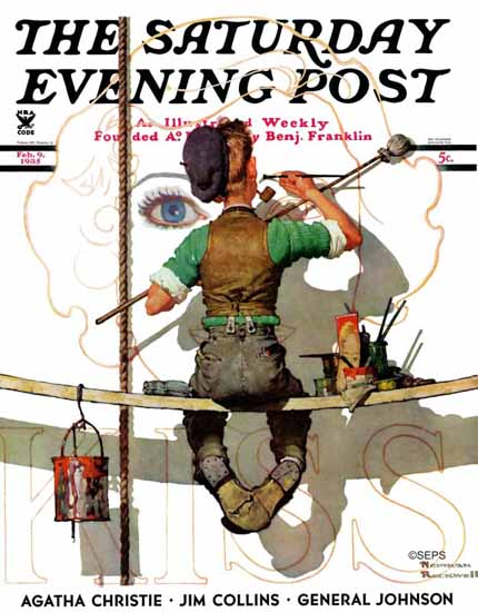 Norman Rockwell Saturday Evening Post Sign Painter 1935_02_09 | 400 Norman Rockwell Magazine Covers 1913-1963