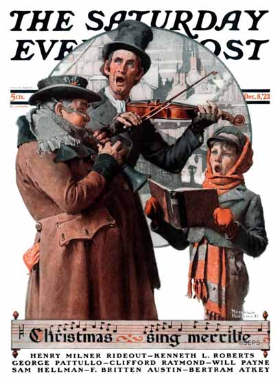 Norman Rockwell Saturday Evening Post Sing Merrilie 1923_12_08 | The Saturday Evening Post Graphic Art Covers 1892-1930