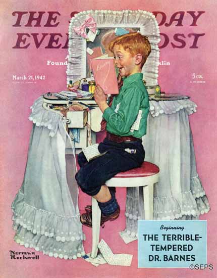 Norman Rockwell Saturday Evening Post Sisters Diary 1942_03_21 | The Saturday Evening Post Graphic Art Covers 1931-1969