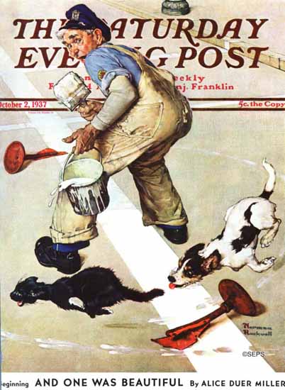 Norman Rockwell Saturday Evening Post Spilled Paint 1937_10_02 | 400 Norman Rockwell Magazine Covers 1913-1963