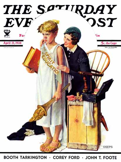 Norman Rockwell Saturday Evening Post Spirit of Education 1934_04_21 | The Saturday Evening Post Graphic Art Covers 1931-1969