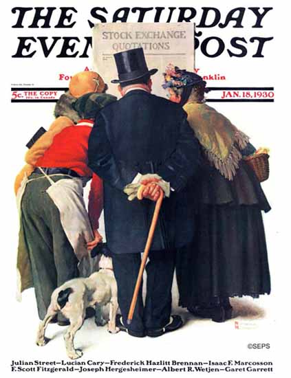 Norman Rockwell Saturday Evening Post Stock Exchange 1930_01_18 | 400 Norman Rockwell Magazine Covers 1913-1963