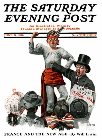 Norman Rockwell Saturday Evening Post Strong Man 1916_06_03 | Mad Men ...