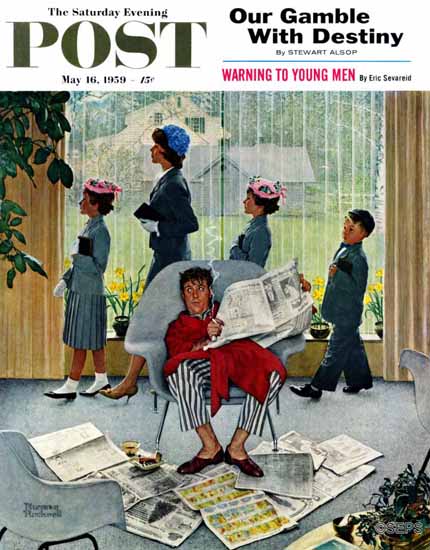 Norman Rockwell Saturday Evening Post Sunday Morning 1959_05_16 | The Saturday Evening Post Graphic Art Covers 1931-1969