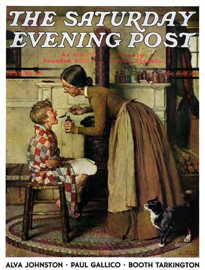 Norman Rockwell Saturday Evening Post Take Your Medicine 1936_05_30 | The Saturday Evening Post Graphic Art Covers 1931-1969