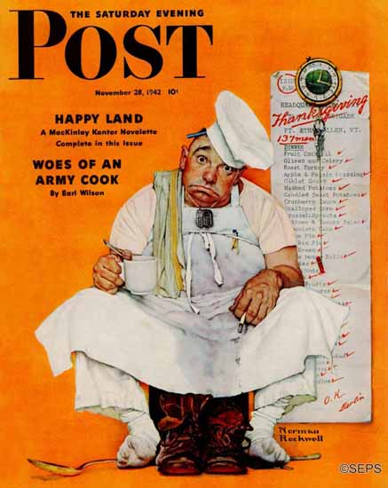 Norman Rockwell Saturday Evening Post Thanksgiving Blues 1942_11_28 | The Saturday Evening Post Graphic Art Covers 1931-1969