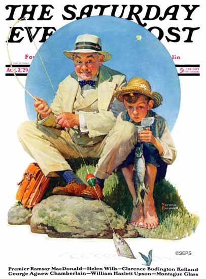 Norman Rockwell Saturday Evening Post The Catch 1929_08_03 | The Saturday Evening Post Graphic Art Covers 1892-1930