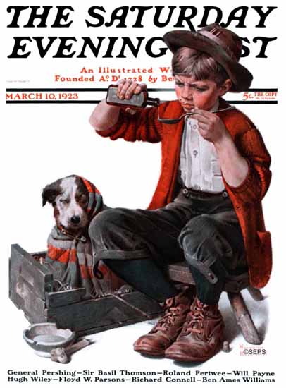 Norman Rockwell Saturday Evening Post The Dog Doctor 1923_03_10 | The Saturday Evening Post Graphic Art Covers 1892-1930