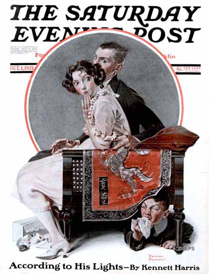 Norman Rockwell Saturday Evening Post The Eavesdropper 1921_10_01 | 400 Norman Rockwell Magazine Covers 1913-1963