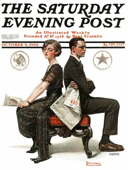 Norman Rockwell Saturday Evening Post The Political Trench 1920_10_09 | 400 Norman Rockwell Magazine Covers 1913-1963