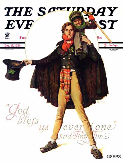 Norman Rockwell Saturday Evening Post Tiny Tim 1934_12_15 | 400 Norman Rockwell Magazine Covers 1913-1963