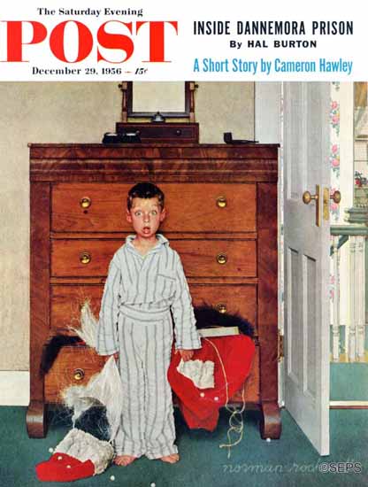 Norman Rockwell Saturday Evening Post Truth about Santa 1956_12_29 | The Saturday Evening Post Graphic Art Covers 1931-1969