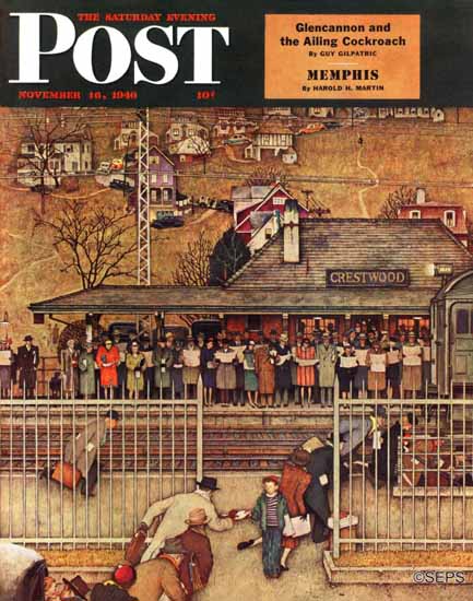 Norman Rockwell Saturday Evening Post Waiting Crestwood 1946_11_16 | The Saturday Evening Post Graphic Art Covers 1931-1969