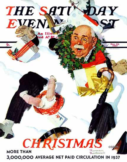 Norman Rockwell Saturday Evening Post White Christmas 1937_12_25 | 400 Norman Rockwell Magazine Covers 1913-1963