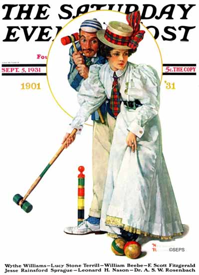 Norman Rockwell Saturday Evening Post Wicket Thoughts 1931_09_05 | 400 Norman Rockwell Magazine Covers 1913-1963