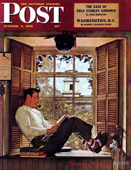 Norman Rockwell Saturday Evening Post Willie Gillis College 1946_10_05 | The Saturday Evening Post Graphic Art Covers 1931-1969