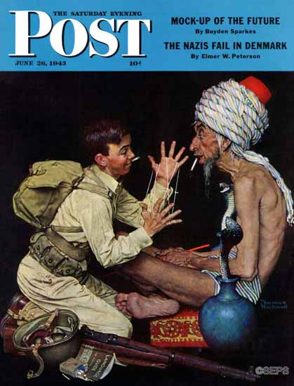 Norman Rockwell Saturday Evening Post Willies Rope Trick 1943_06_26 | The Saturday Evening Post Graphic Art Covers 1931-1969