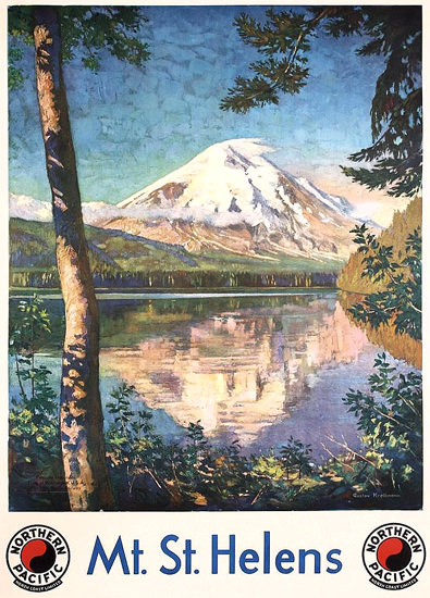 Northern Pacific Mount St Helens 1920s | Vintage Travel Posters 1891-1970