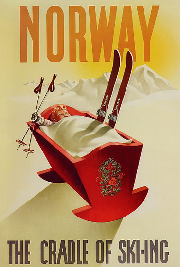 Norway The Cradle Of Skiing 1955 | Vintage Travel Posters 1891-1970