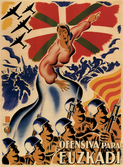 Offensiva Para Euzikadi Spain Espana | Vintage War Propaganda Posters 1891-1970