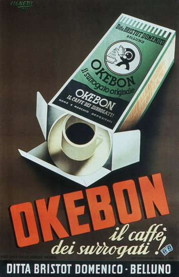 Okebon Caffe Dei Surrogati Belluno Italy Italia | Vintage Ad and Cover Art 1891-1970