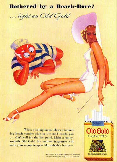 Old Gold Bothered by a Beach-Bore George Petty Sex Appeal | Sex Appeal Vintage Ads and Covers 1891-1970