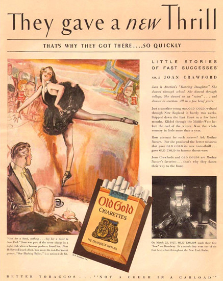 Old Gold Cigarettes Joan Crawford 1930 | Sex Appeal Vintage Ads and Covers 1891-1970